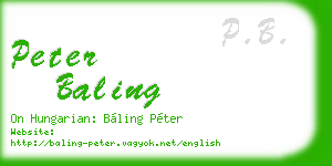 peter baling business card