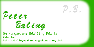 peter baling business card